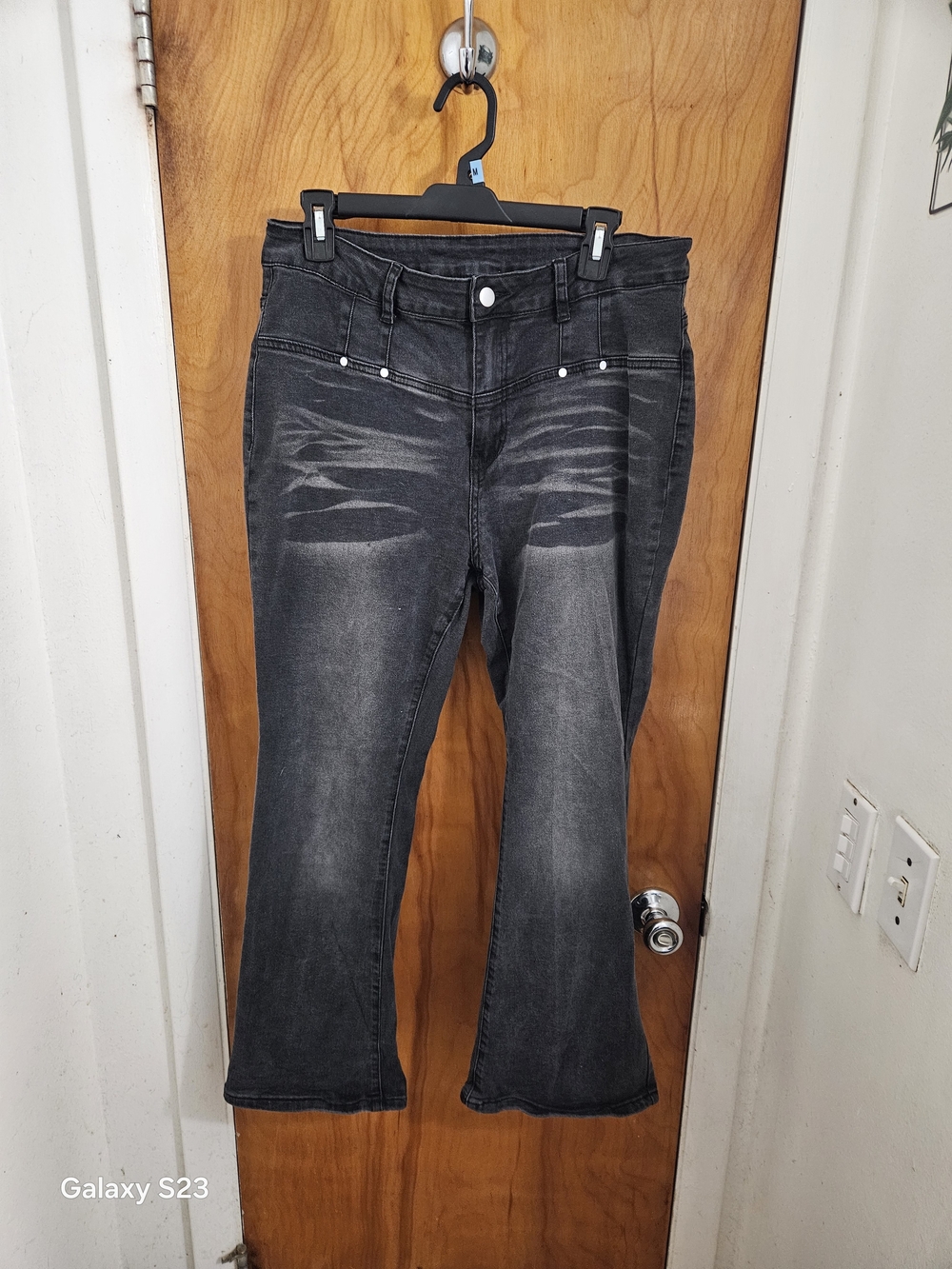 SHEIN Washed Charcoal Flare Jeans